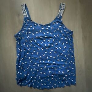 Eyeshadow Blue and White Relaxed Camisole Tank Top